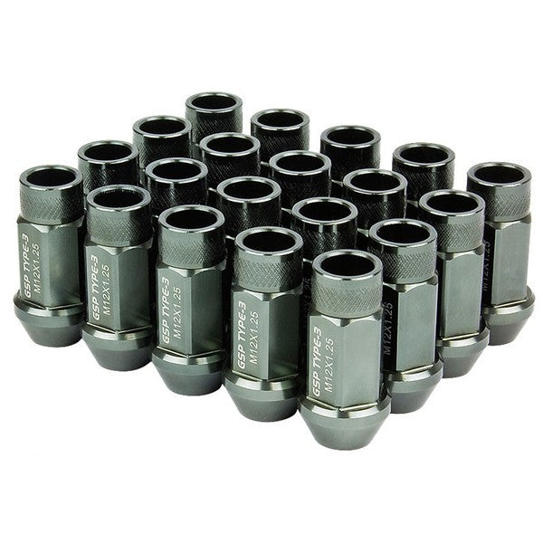 Godspeed Type 3 50mm Lug Nuts 20 pcs. Set M12 X 1.5 Gun Metal
