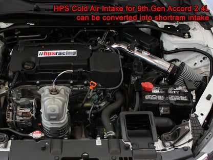 HPS Cold Air Intake Kit 2013-2017 Honda Accord 2.4L, Converts to Shortram