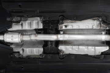 3" Cat-Back Triple Center Outlet, T304 Stainless Steel, w/ Burnt End & Carbon Fiber Tips - 0