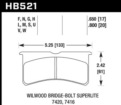 Wilwood 6 piston replacement pads