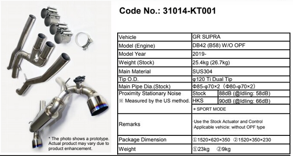 HKS 2019+ GR Supra W/O OPF Dual Hi-Power Ti Tip Catback Exhaust