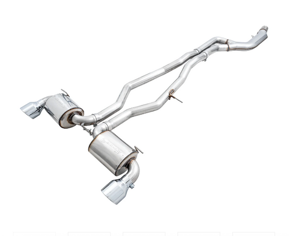 AWE 2020 Toyota Supra A90 Resonated Touring Edition Exhaust - 5in Chrome Silver Tips