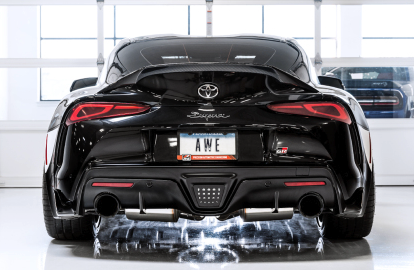 AWE 2020 Toyota Supra A90 Resonated Touring Edition Exhaust - 5in Diamond Black Tips - 0