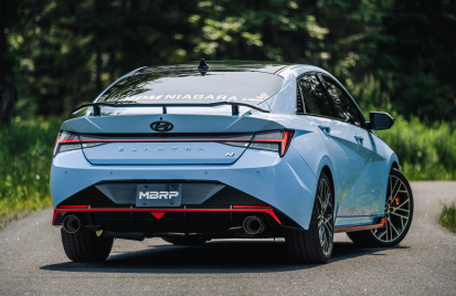 MBRP 22-23 Hyundai Elantra N 2.0L Turbo T304 5in OD CF Tips Dual Outlet 3in Cat Back Exhaust