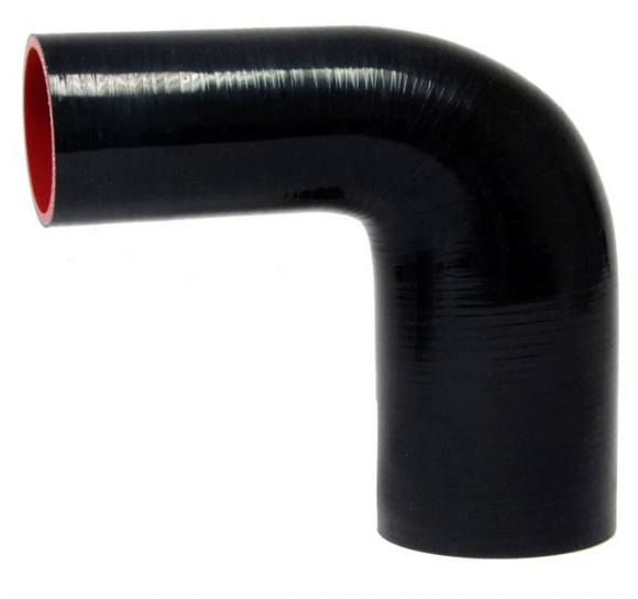 HPS 2-1/2" - 3-1/4" ID, Silicone 90 Degree Elbow Reducer Hose, High Temp 4-ply Reinforced (63mm - 83mm)