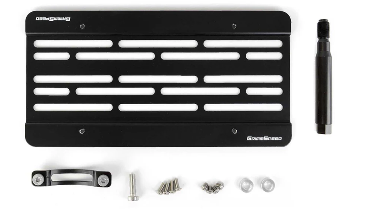 GrimmSpeed License Plate Relocation Kit - 2018+ Subaru WRX, 2018-21 Subaru STI, 2013+ Subaru BRZ, 2017+ Toyota 86