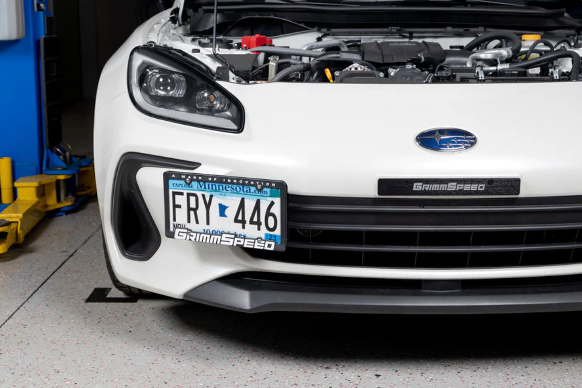 GrimmSpeed License Plate Relocation Kit - 2018+ Subaru WRX, 2018-21 Subaru STI, 2013+ Subaru BRZ, 2017+ Toyota 86 - 0