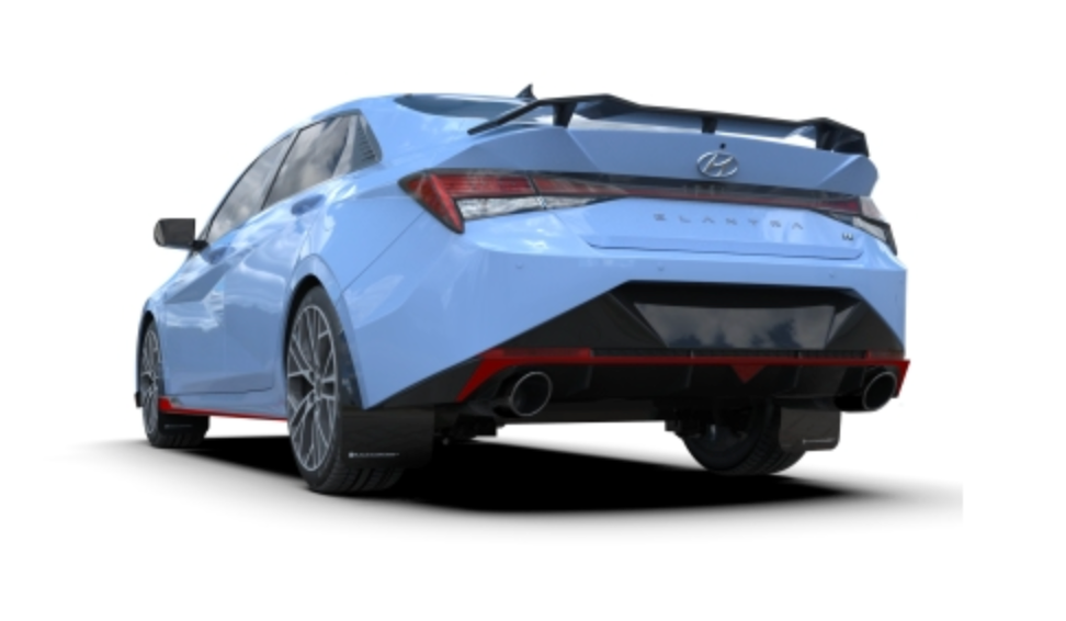 Rally Armor 22-23 Hyundai Elantra N & N Line Black Mud Flap w/Grey Logo - 0