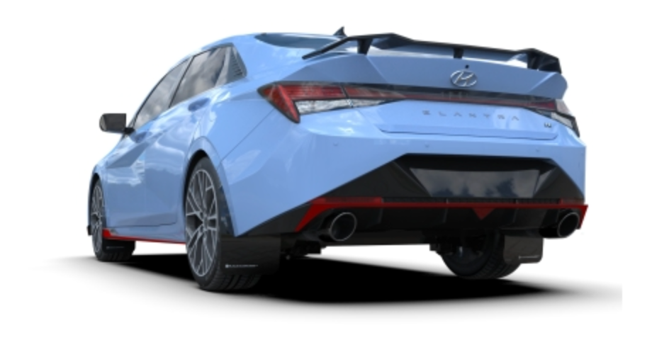 Rally Armor 22-23 Hyundai Elantra N & N Line Black UR Mud Flap w/Light Blue Logo - 0