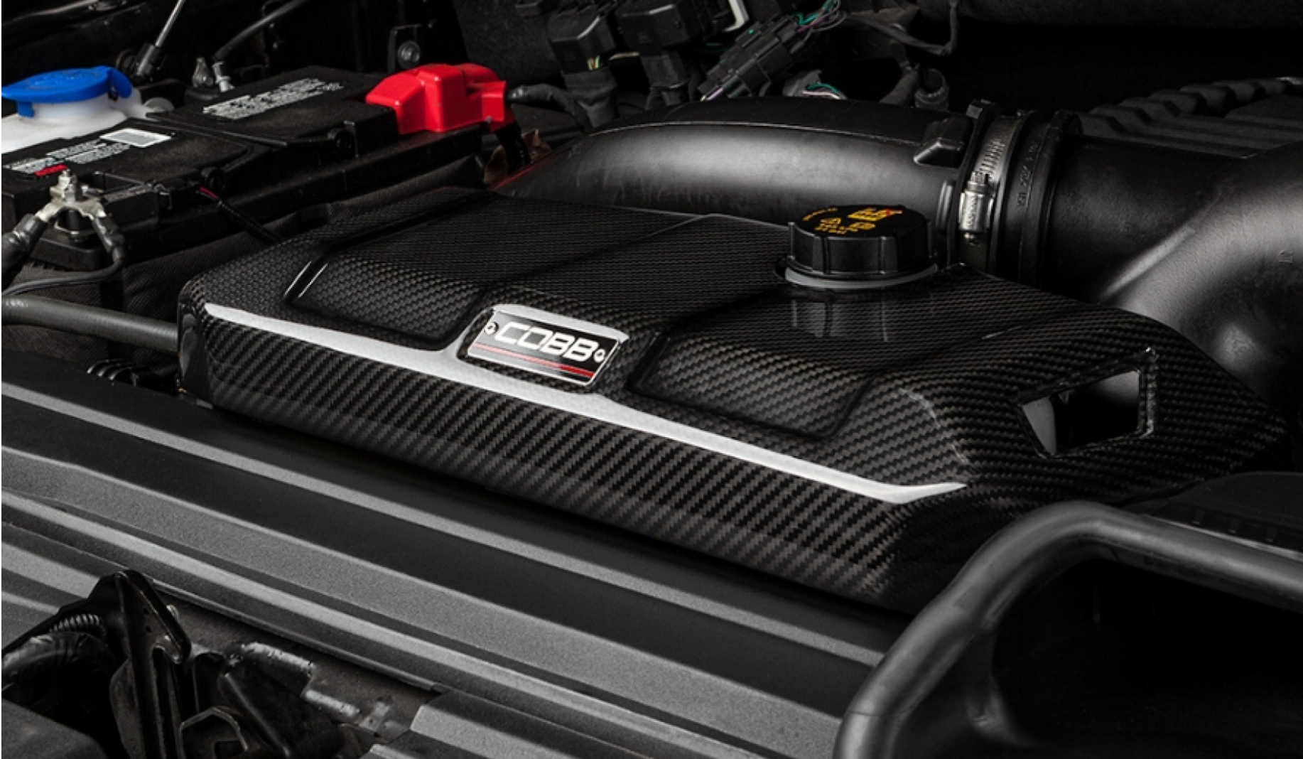 Cobb Tuning 2017-2023 Ford F150 Raptor Redline Carbon Fiber Coolant Cover - 0