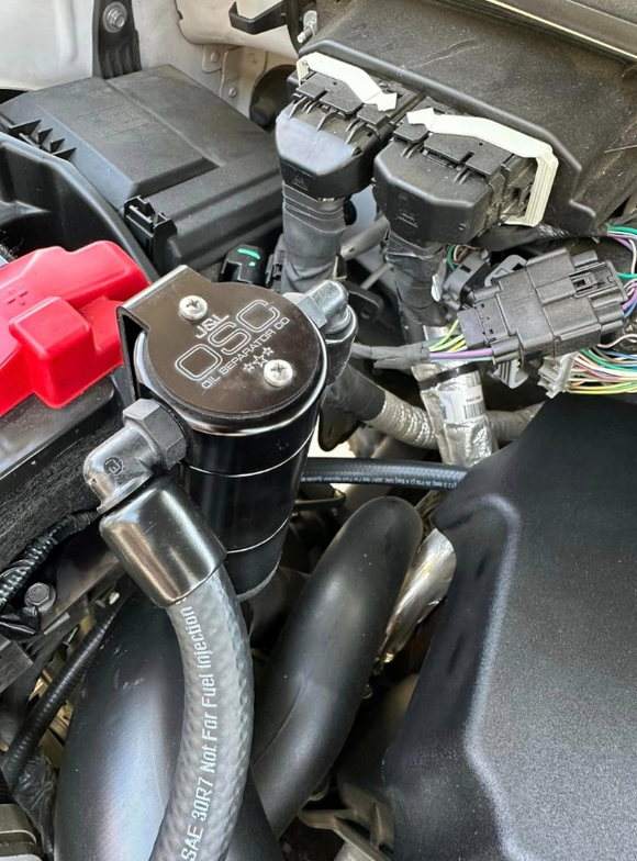 J&L 2011-2023 Ford F-150 Passenger Side Oil Separator 3.0 (Black Anodized)