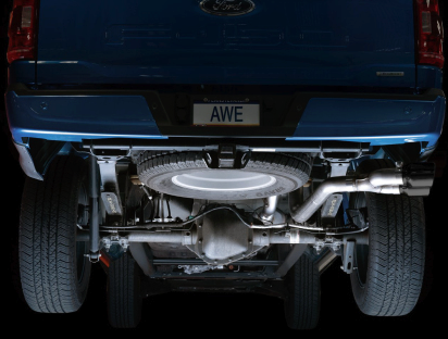 AWE 21+ Ford F150 Dual Side Exit Cat-Back Exhaust - 4.5in Diamond Black Tips *For Stock Y-Pipe Only
