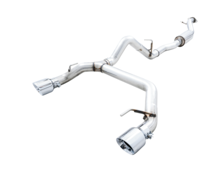 AWE Tuning 2021+ Ford Bronco 0FG Dual Rear Exit Exhaust w/Chrome Silver Tips & Bash Guard