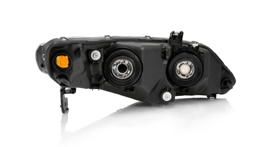ANZO 2006-2011 Honda Civic 4 Door Crystal Headlight Black Amber (OE Replacement)