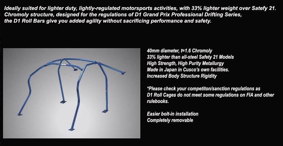 Cusco D1 Chromoly 4PT 5-Pssgr Blue Roll Cage 18+ Honda Civic Type-R / 17+ 5-Door Hatchback