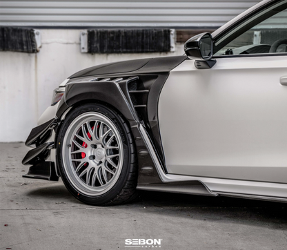 MB-Style Carbon Fiber Front Side Skirt Extensions for 2023-2026 Honda Civic Type R