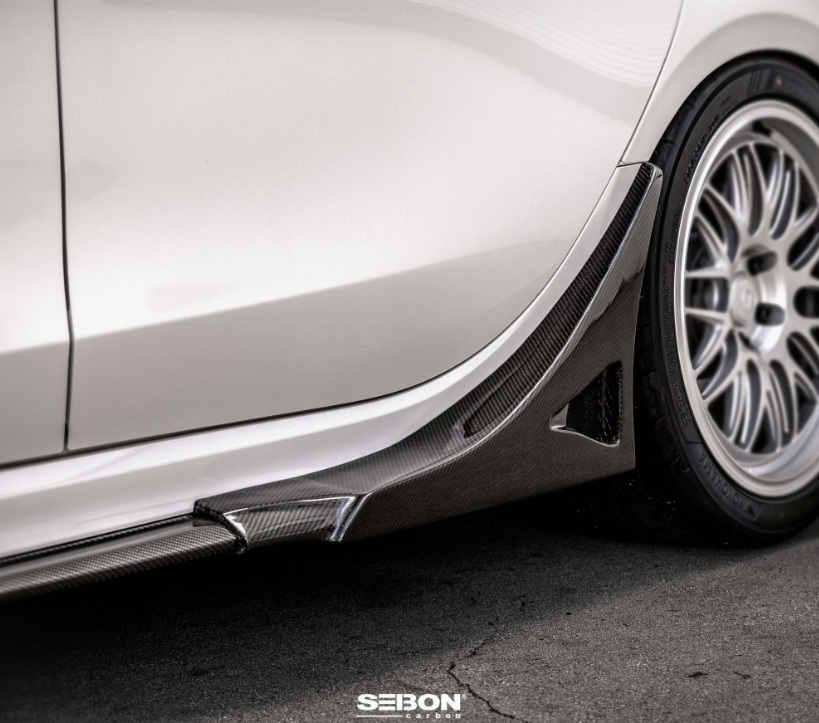 MB-Style Carbon Fiber Rear Side Skirt Extensions for 2023-2026 Honda Civic Type R