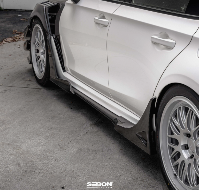 MB-Style Carbon Fiber Rear Side Skirt Extensions for 2023-2026 Honda Civic Type R