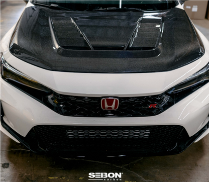 TV-Style Double Sided Carbon Fiber Hood For 2023-2026 Honda Civic Type R