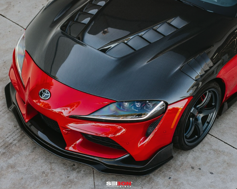 TV-style double sided carbon fiber hood for 2020-2026 Toyota GR Supra