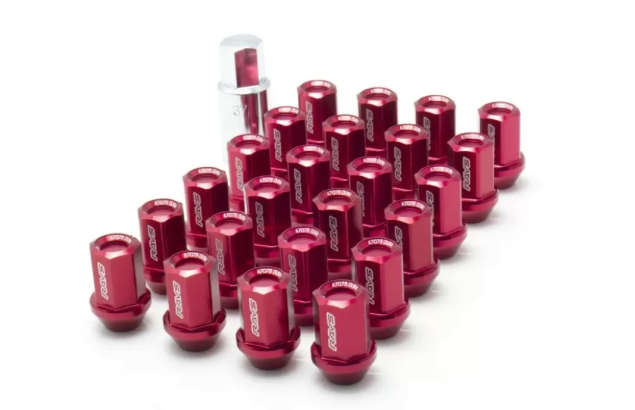 Rays Dura-Nut L37 Straight Type 6H 12x1.25 Lug Nut Set 20 Lug 4 Lock Set - Red