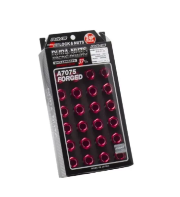 Rays Dura-Nut L37 Straight Type 6H 12x1.25 Lug Nut Set 20 Lug 4 Lock Set - Red