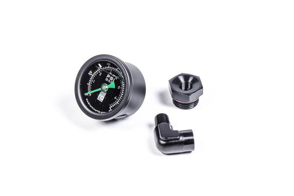 Radium Engineering FUEL PRESSURE GAUGE; W/ -8AN ORB ADAPTER, 90DEG