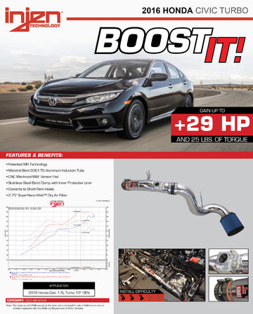 10th Gen Honda Civic Turbo 1.5L Injen Cold Air Intake - 0