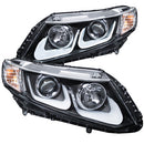 ANZO 2012-2015 Honda Civic Projector Headlights w/ U-Bar Black-1