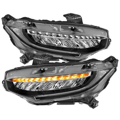 ANZO LED PROJECTOR HEADLIGHTS W/ SEQUENTIAL TURN SIGNAL 2016-18 HONDA CIVIC SEDAN