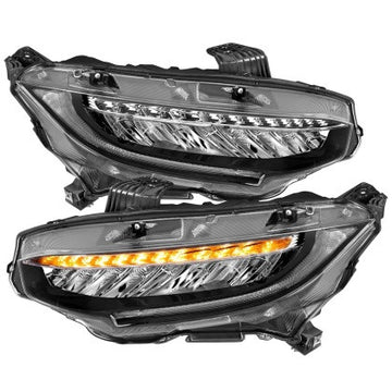 ANZO LED PROJECTOR HEADLIGHTS W/ SEQUENTIAL TURN SIGNAL 2016-18 HONDA CIVIC SEDAN